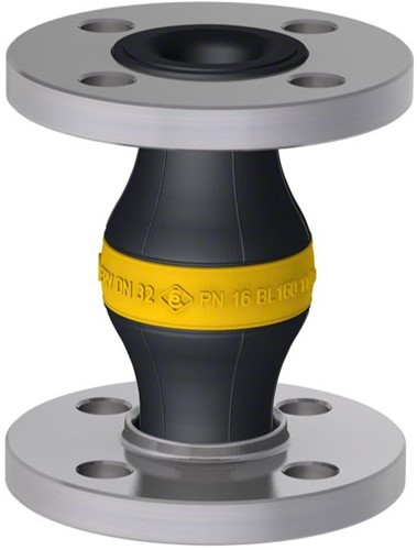 Elaflex Rubber expansion joint Yellow band type ERV-G DN32, L=160 mm flanges DIN PN16 galvanized steel