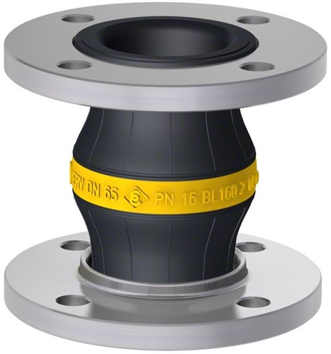Elaflex Rubber expansion joint Yellow band type ERV-G DN65, L=160 mm flanges DIN PN16 galvanized steel
