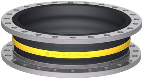 Elaflex Rubber expansion joint Yellow band type ERV-G DN700, L=200 mm flanges DIN PN10 galvanized steel