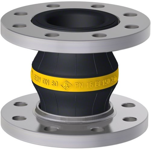 Elaflex Gummikompensatoren Gelbring Typ ERV-G DN80, L=150 mm Flansche DIN PN16 Stahl verzinkt