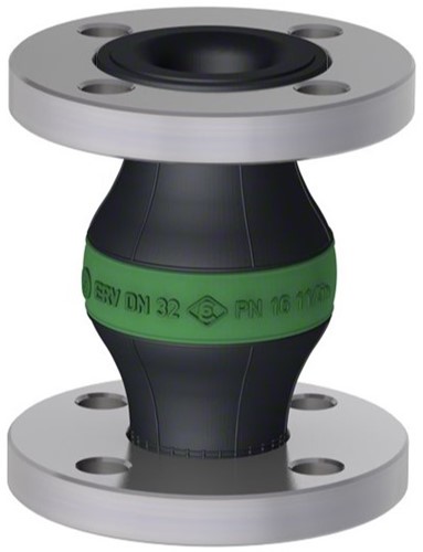 Elaflex Rubber compensator Groen band type ERV-GR DN25, L=130 mm flenzen DIN PN16 verzinkt staal