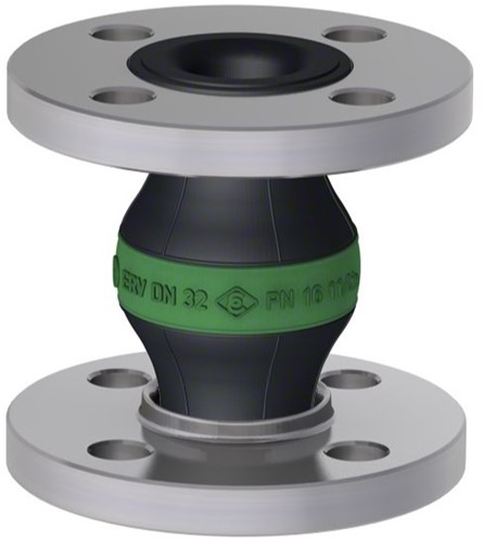 Elaflex Rubber compensator Groen band type ERV-GR DN32, L=130 mm flenzen DIN PN16 verzinkt staal