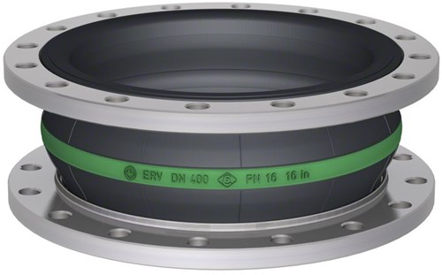 Elaflex Rubber compensator Groen band type ERV-GR DN400, L=200 mm flenzen DIN PN10 verzinkt staal