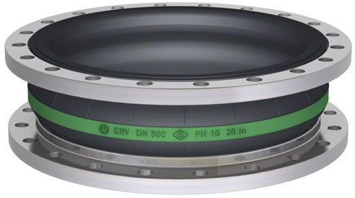 Elaflex Gummikompensatoren Grünring Typ ERV-GR DN500, L=200 mm Flansche DIN PN10 Stahl verzinkt