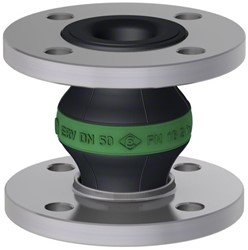 Elaflex Gummikompensatoren Grünring Typ ERV-GR DN50, L=130 mm Flansche DIN PN16 Stahl verzinkt
