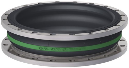 Elaflex Rubber expansion Green band type ERV-GR DN600, L=200 mm flanges DIN PN10 galvanized steel