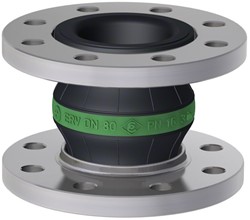 Elaflex Gummikompensatoren Grünring Typ ERV-GR DN80, L=130 mm Flansche DIN PN16 Stahl verzinkt