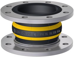 Elaflex Rubber expansion joint Yellow steel type ERV-GS DN150, L=150 mm flanges DIN PN16 galvanized steel