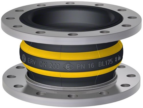 Elaflex Rubber compensator Gelbstahl type ERV-GS DN200, L=175 mm flenzen DIN PN16 verzinkt staal