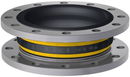 Elaflex Rubber expansion joint Yellow steel type ERV-GS DN250, L=130 mm flanges DIN PN16 galvanized steel