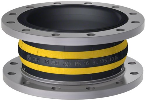 Elaflex Rubber expansion joint Yellow steel type ERV-GS DN250, L=175 mm flanges DIN PN10 galvanized steel