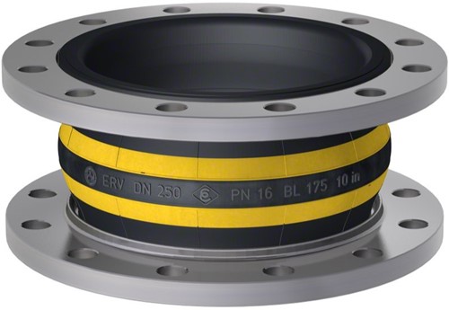 Elaflex Rubber expansion joint Yellow steel type ERV-GS DN250, L=175 mm flanges DIN PN16 galvanized steel