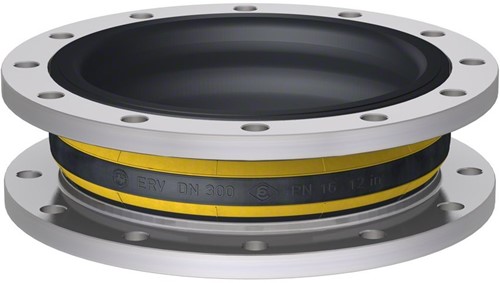 Elaflex Rubber compensator Gelbstahl type ERV-GS DN300, L=130 mm flenzen DIN PN10 verzinkt staal