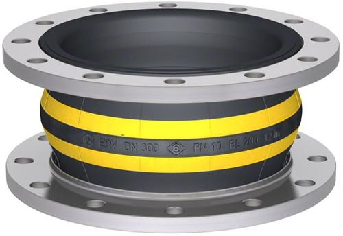 Elaflex Rubber compensator Gelbstahl type ERV-GS DN300, L=200 mm flenzen DIN PN16 verzinkt staal