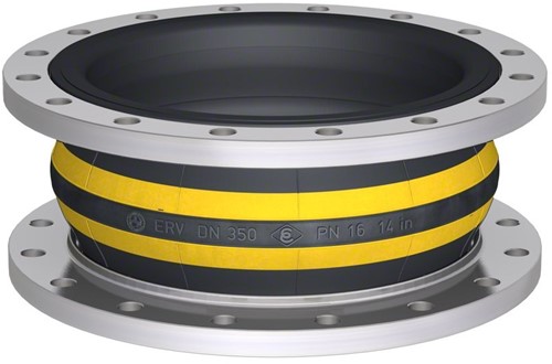 Elaflex Gummikompensatoren Gelbstahl Typ ERV-GS DN350, L=200 mm Flansche DIN PN10 Stahl verzinkt