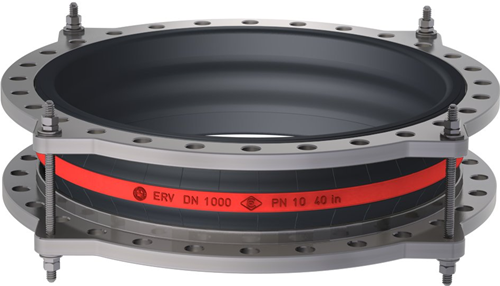 Elaflex Gummikompensatoren Rotring Typ ERV-R ZS mit Zugstangen DN1000, L=300 mm Flansche DIN PN10 verzinkter Stahl