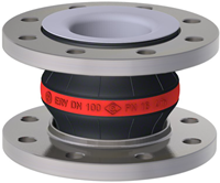 Elaflex Gummikompensatoren Rotring Typ ERV-R mit PTFE -Auskleidung DN100, L=130 mm Flansche DIN PN16 RVS 316 Ti