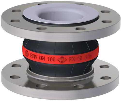 Elaflex Gummikompensatoren Rotring Typ ERV-R mit PTFE -Auskleidung (max. 10 bar) DN100, L=130 mm Flansche DIN PN16 RVS 316 Ti