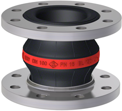 Elaflex Rubber expansion joint red band type ERV-R VSD with vacuum support spiral DN100, L=150 mm flanges DIN PN16 galvanized steel