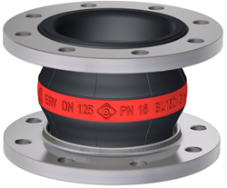 Elaflex Rubber compensator roodring type ERV-R DN125, L=150 mm flenzen DIN PN16 Verzinkt staal