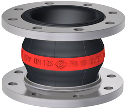 Elaflex Rubber expansion joint Red band type ERV-R DN125, L=160 mm flanges DIN PN16 RVS 316 Ti