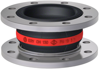 Elaflex Rubber compensator roodring type ERV-R VSR with vacuum support ring DN150, L=130 mm flenzen DIN PN16 Verzinkt staal