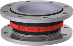 Elaflex Rubber compensator Roodring type ERV-R met PTFE lining (max. 10 bar) DN200, L=130 mm flenzen DIN PN16 RVS 316 Ti