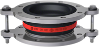 Elaflex EPDM expansion joint red band type ERV-R ZS with tie rods DN200, L=150 mm flanges DIN PN10 galvanized steel