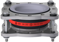 Elaflex EPDM kompensatoren Rotring Typ ERV-R ZS mit Zugstangen und PTFE -Auskleidung DN200, L=130 mm Flansche DIN PN16 RVS 316 Ti