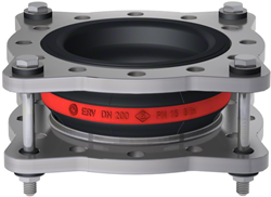 Elaflex Rubber compensator roodring type ERV-R ZS met trekstangen DN200, L=150 mm flenzen DIN PN16 Verzinkt staal
