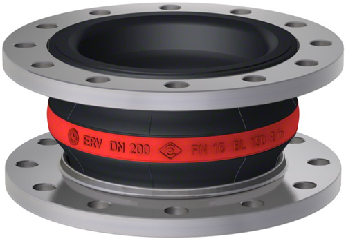 Elaflex Rubber expansion joint Red band type ERV-R DN200, L=150 mm flanges DIN PN10 galvanized steel