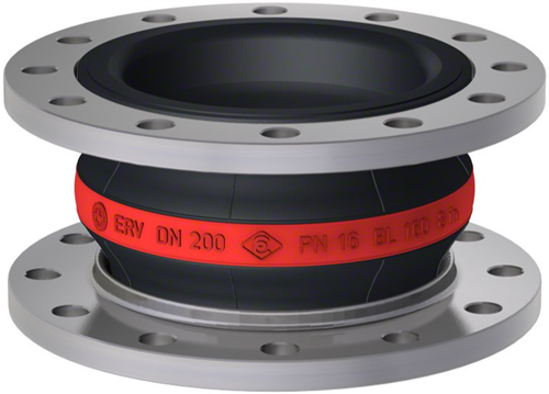 Elaflex Rubber compensator Roodring type ERV-R DN200, L=160 mm flenzen DIN PN10 verzinkt staal