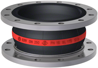 Elaflex EPDM expansion joint red band type ERV-R VSR with vacuum support ring DN250, L=175 mm flanges DIN PN16 galvanized steel