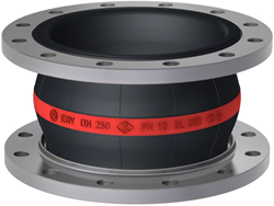 Elaflex Rubber compensator roodring type ERV-R VSD met vacuum support spiraal DN250, L=200 mm flenzen DIN PN10 Verzinkt staal