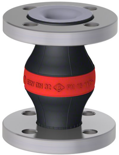 Elaflex Gummikompensatoren Rotring Typ ERV-R mit PTFE -Auskleidung (max. 10 bar) DN25, L=130 mm Flansche DIN PN16 Stahl verzinkt