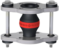Elaflex Rubber expansion joint red band type ERV-R ZS with tie rods DN25, L=130 mm flanges DIN PN16 galvanized steel