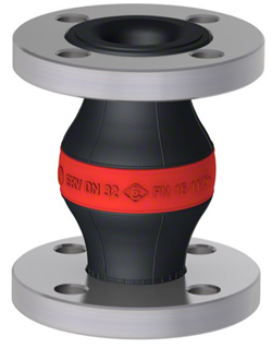 Elaflex Rubber compensator roodring type ERV-R DN25, L=130 mm flenzen DIN PN16 Verzinkt staal