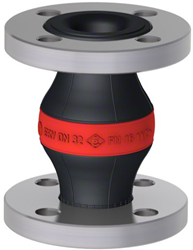 Elaflex Rubber expansion joint red band type ERV-R DN25, L=130 mm flanges DIN PN16 galvanized steel
