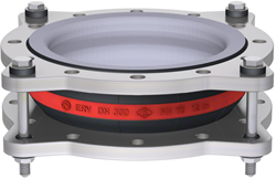 Elaflex Rubber expansion joint Red band type ERV-R ZS with tie rods and PTFE lining (max. 10 bar) DN300, L=130 mm flanges DIN PN10 galvanized steel