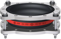 Elaflex Rubber expansion joint red band type ERV-R ZS with tie rods DN300, L=130 mm flanges DIN PN10 RVS 316 Ti