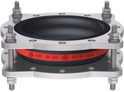 Elaflex Rubber expansion joint red band type ERV-R ZS with tie rods DN350, L=200 mm flanges DIN PN16 galvanized steel