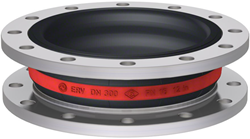 Elaflex Rubber expansion joint red band type ERV-R VSR with vacuum support ring DN350, L=200 mm flanges DIN PN16 galvanized steel