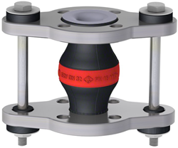 Elaflex Rubber expansion joint red band type ERV-R ZS with tie rods and PTFE lining DN32, L=130 mm flanges DIN PN16 RVS 316 Ti