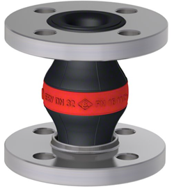 Elaflex EPDM compensator roodring type ERV-R DN32, L=130 mm flenzen DIN PN16 Verzinkt staal