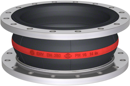 Elaflex Rubber compensator roodring type ERV-R DN350, L=200 mm flenzen DIN PN16 RVS 316 Ti
