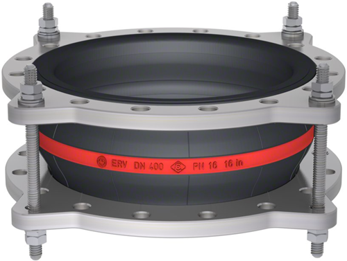 Elaflex EPDM kompensatoren Rotring Typ ERV-R ZS mit Zugstangen DN400, L=200 mm Flansche DIN PN10 verzinkter Stahl