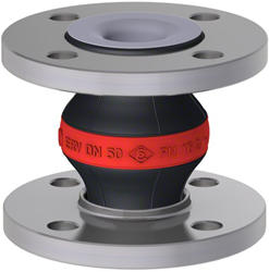 Elaflex Rubber expansion joint Red band type ERV-R with PTFE lining (max. 10 bar) DN50, L=130 mm flanges DIN PN16 galvanized steel