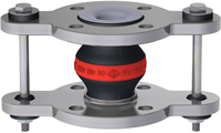 Elaflex Gummikompensatoren Rotring Typ ERV-R ZS mit Zugstangen und PTFE -Auskleidung DN50, L=130 mm Flansche DIN PN16 verzinkter Stahl