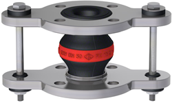 Elaflex Rubber expansion joint red band type ERV-R ZS with tie rods DN50, L=130 mm flanges DIN PN16 galvanized steel