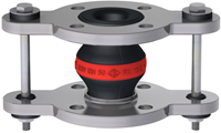 Elaflex Rubber compensator roodring type ERV-R ZS met trekstangen DN50, L=130 mm flenzen DIN PN16 RVS 316 Ti